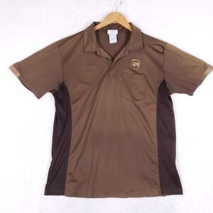 WearGuard UPS Uniform Polo Shirt Mens Large L Brown Short Sleeve Pocket Workwear